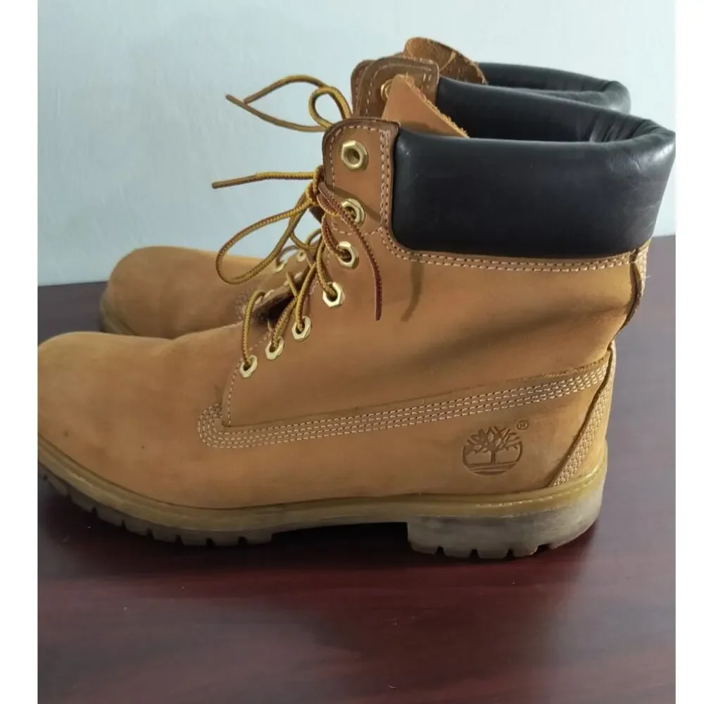 Timberland Premium 6 Inch Waterproof Boots Men's Size 9.5 Wheat Nubuck Leather